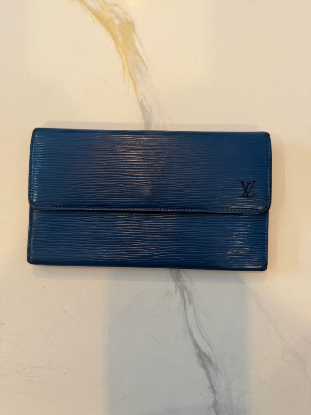 Louis Vuitton Blue Epi Leather Long Wallet with LV Monogram